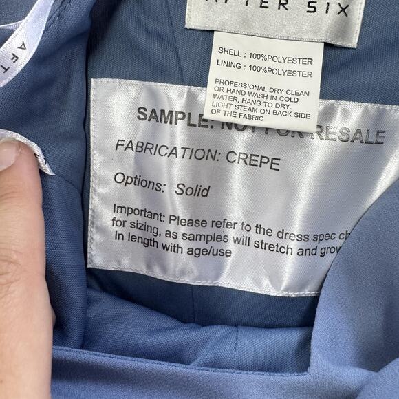 After Six Dress Womens 8R Larkspur Blue V Neck Keyhole Crepe Trumpet Gown 6821 - Picture 7 of 10